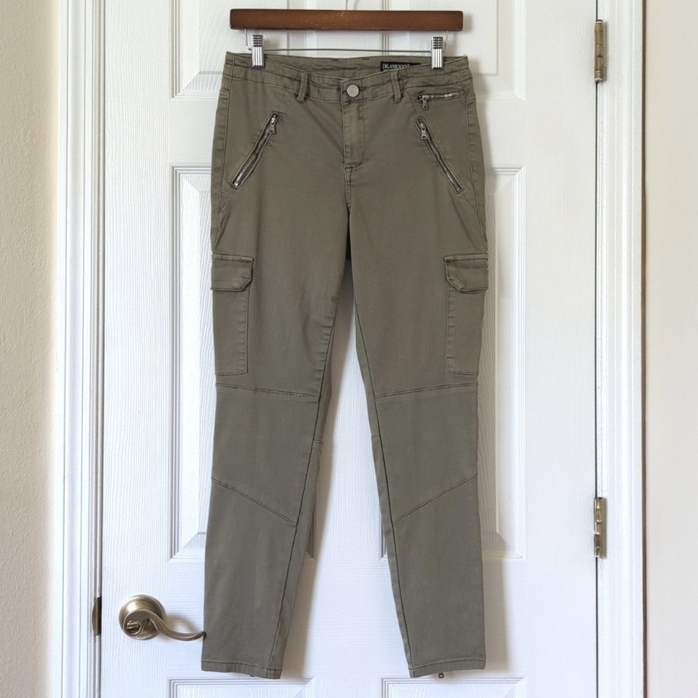 Blank NYC The Reade Mid Rise Ankle Cropped Twill Skinny Cargo Pants Sage 28